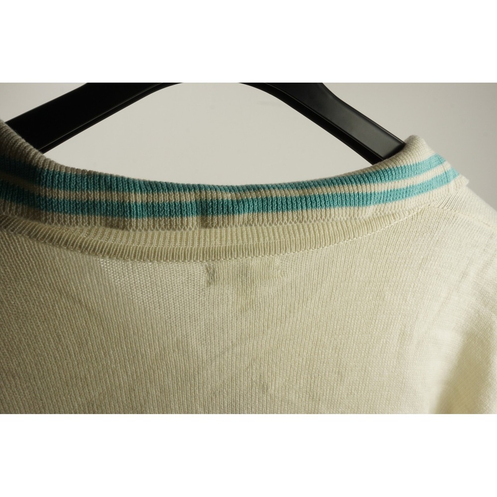 New BP Womens‎ Size L Ivory & Blue Crochet Floral Tipped Collared V-Neck Sweater - Picture 6 of 8